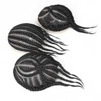 Toupet en tresses cornrows pour hommes, système de remplacement de cheveux humains, pièce en dentelle française, toupet tressé en boîte, unité capillaire masculine, prothèse