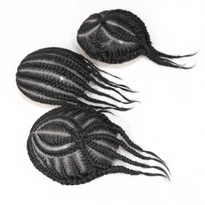 Tupé de <span class=keywords><strong>Trenzas</strong></span> Africanas <span class=keywords><strong>para</strong></span> Hombre, Sistema de Reemplazo Capilar con <span class=keywords><strong>Cabello</strong></span> Humano, Tupé con <span class=keywords><strong>Trenzas</strong></span> <span class=keywords><strong>en</strong></span> Caja de Encaje Francés, Prótesis Capilar Masculina - Product Image 3