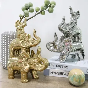Elephants Ceramic Wholesale Ceramic Crafts Animal Figurines Elephant For Home Decor