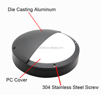 Aluminio de alta calidad ADC12 montículo de pared mamparo luz electricidad escalera pasillo Sensor de movimiento Led lámpara Circular para exteriores