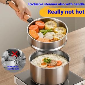 316 acier inoxydable petit pot pour bébé nourriture infantile <span class=keywords><strong>friture</strong></span> cuisson à la vapeur nouilles pour chauffer le lait métal non enduit - Product Image 4