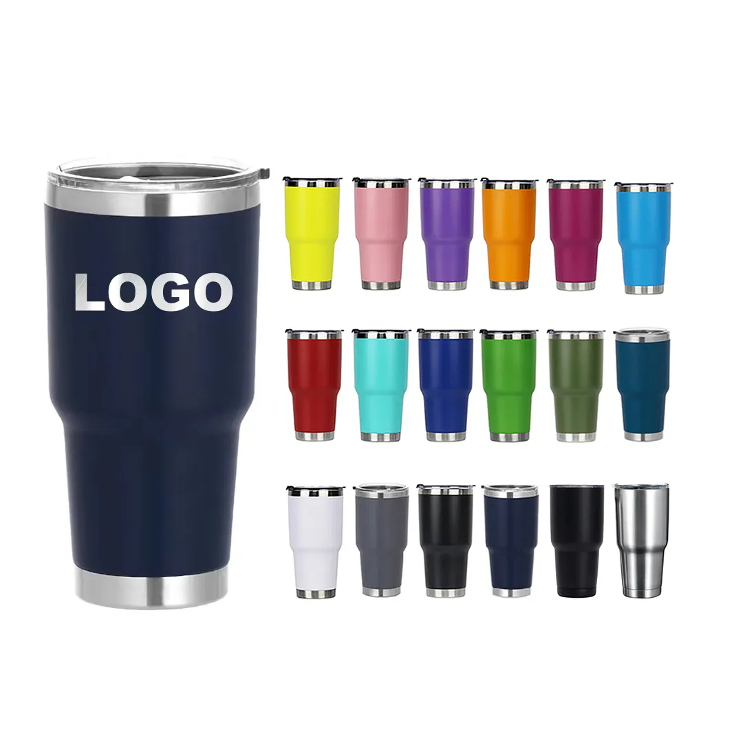 Vaso de café de acero inoxidable aislado con logotipo personalizado, vaso de café sin BPA, 30oz, con tapa y pajitas, vaso de café de 20 oz