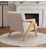 Fauteuil d'appoint en bois massif de style moderne du milieu du siècle, revêtu de tissu en lin, pour salon, fauteuil de détente individuel