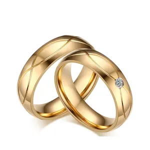 new Titanium steel ring pair ins fashion zircon 18K stainless steel couple ring wholesale custom
