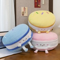 Coussin en peluche Macaron et Hamburger mignon, oreiller de dossier doux tissé pour la décoration intérieure