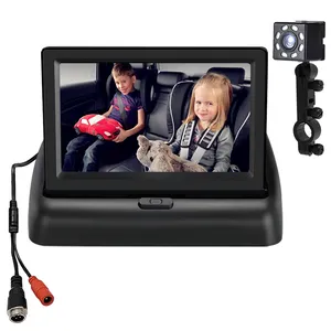 4.3英寸婴儿汽车监视器液晶显示屏，带监控系统发光二极管头枕折叠高清汽车显示监视器