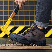 Chaussures de sécurité en cuir marron AIMVVSEC avec embout en acier et protection anti-perforation pour l'hiver, bottes de travail pour l'usine et la construction, vente en gros, logo personnalisé