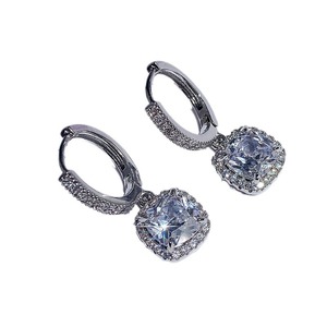 Orecchini pendenti quadrati con zirconi per donna, orecchini a gancio scintillanti, gioielli alla moda per le orecchie - Product Image 6
