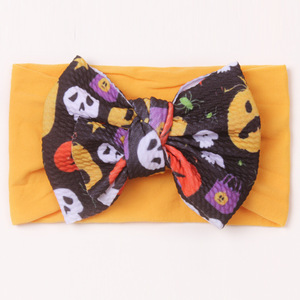 Halloween Costume Accessories: Children's <strong>Pumpkin</strong> <strong>Headbands</strong> with Skull-shaped Ribbons and Bow Ties Hair Bands - Product Image 4