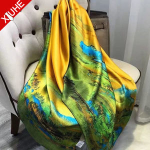 Bufanda cuadrada de satén personalizada para mujer OEM 2025 gasa de seda 100% 53*53cm estampados digitales de Jacquard floral para verano con estampado de logotipo - Product Image 3