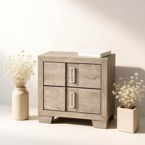 Mesa de Noche de Madera Marrón Transicional de Lujo con Dos Cajones para Hogar Moderno y Muebles de Hotel de Lujo - Product Image 3
