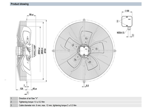 พัดลมแกน AC รุ่น S4D560-AB01-01 ขนาด 560 มม. ยี่ห้อ ebm-papst สำหรับงานหนัก ระบายความร้อนในอุตสาหกรรม ใช้กับระบบ HVAC และระบบหอทำความเย็น - Product Image 2