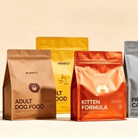 Sachet alimentaire pour animaux de compagnie à fond plat pour présentoir, personnalisé, haute barrière, résistant à l'humidité, en plastique de qualité alimentaire, écologique, 1kg 2kg