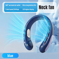 Ventilateur de cou USB pliable moderne et portable amélioré avec batterie 4000 mAh, faible bruit, affichage en anglais - Usage domestique
