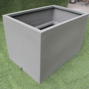 Classic Grey <b>Rectangular</b> Flower <b>Pot</b> Dotted Texture Outdoor Floor Garden Planter Minimalist Style Durable Lightweight Fiberglass - Product Image 1