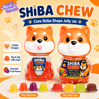 Vente en gros de bonbons gélifiés Shiba en vrac, saveur fruitée, en forme de chien, dans un pot en plastique