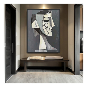 Esthétique Décoration d'intérieur Fait à la main Moderne <span class=keywords><strong>Noir</strong></span> <span class=keywords><strong>Blanc</strong></span> Géométrique <span class=keywords><strong>Femme</strong></span> <span class=keywords><strong>Visage</strong></span> Peinture Cubiste Portraits Art Mural - Product Image 1