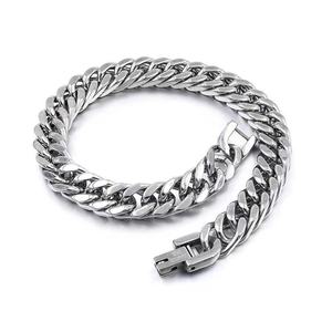 <b>Mens</b> Cuban Link Bracelet Stainless Steel 18K Gold Plated Fashion Jewelry Trendy Non Tarnish Waterproof Hypoallergenic Gift - Product Image 5