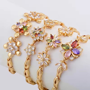 Multiple Chain Bracelet <strong>for</strong> Women Gold Plated Cubic Zirconia Flower Bracelet Party Anniversary <strong>Jewellery</strong> Gift <strong>for</strong> Women/<strong>Mum</strong>/Wife - Product Image 1