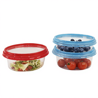Conteneur de préparation des repas en plastique transparent, couleur personnalisée, rond, recyclable, bol à emporter pour kimchi, houmous, salade, fruits avec couvercle