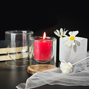 Bocaux en verre vides pour la fabrication <span class=keywords><strong>de</strong></span> bougies personnalisées, en verre borosilicate recyclé résistant à la chaleur, décoratifs, uniques, parfumées, à double paroi. - Product Image 3