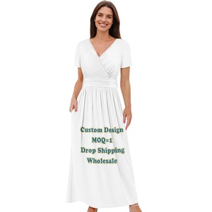 Vestido Maxi Casual de Manga Corta con Cuello en V y Estampado de Flores Polinesias y Aves del Paraíso, Hecho a Medida, en Oferta - Product Image 5