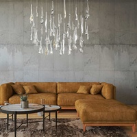 Luminaires suspendus en verre LED de luxe pour hall d'hôtel, luminaires personnalisés pour bureaux de vente, lustres longs à intensité variable, CRI 90 élevé, garantie de 3 ans