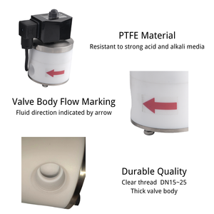 <span class=keywords><strong>2</strong></span>-Wege-Magnetventil für normaler weise geschlossenes korrosions beständiges Ptfe-Material 3/4 1-Zoll-Pilotmembran-allgemeines Säure-Alkali - Product Image 4