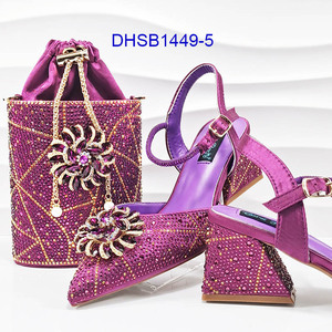 Ensemble de chaussures et de sacs italiens pour femmes Ensemble de chaussures et de sacs assortis de <span class=keywords><strong>luxe</strong></span> pour femmes africaines - Product Image 2