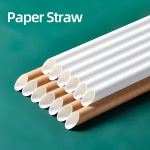 Papel para embalagem individual, canudos de papel biodegradáveis para bebidas frias e quentes, impressão personalizada de 8 mm e 12 mm