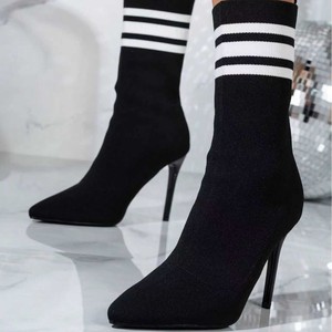 Nouvelles Bottines Élastiques Automne 2025 à Bout Pointu et Talon Aiguille, Chaussures Femme Tendance à Talon Haut Fin, Rehaussantes en Maille - Product Image 3