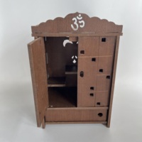 Grande Pooja Mandir en bois faite à la main pour la maison Temple hindou poli avec décoration murale