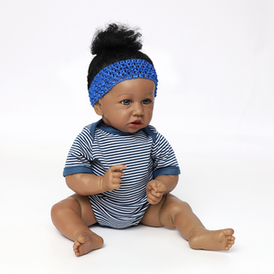 Tono de piel profunda Africana <span class=keywords><strong>morena</strong></span> vinilo realista silicona Reborn Baby Doll Kit juguetes niños regalos muñeca de moda duradera - Product Image 2