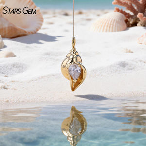 Collier pendentif StarsGem en or massif 14 carats avec diamant de laboratoire 0,6 ct taille poire couleur E, plaqué rhodium vintage, unisexe - Product Image 2