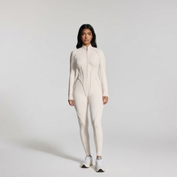 Combinaison de yoga à manches longues avec fermeture éclair, une pièce, très élastique, effet ventre plat, coupe ajustée, vêtements de sport, vente en gros directe usine