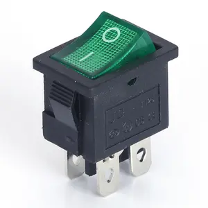 Yaygın olarak kullanılan 15*21mm siyah PA66 ON-OFF kısa çift sıralı 4PIN Mini dikdörtgen Rocker anahtarı 250V kcd1 ışık ile