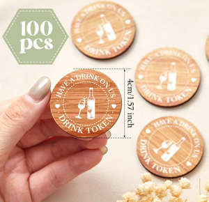 Fichas de bebida de madera de <span class=keywords><strong>haya</strong></span> de estilo de arte popular impresas personalizadas <span class=keywords><strong>y</strong></span> monedas de madera para restaurantes Técnica pulida - Product Image 3