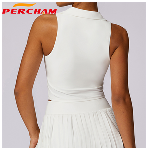 女性用カスタムヌードタイトクイックドライスポーツベストポロラペルスウェットシャツ大人用ランニングテニスフィットネス - Product Image 4