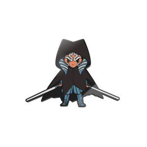 Spille da bavero smaltate personalizzate e creative di Ahsoka Tano con mantello - Artigianato in metallo in lega di zinco con placcatura personalizzata, Oggetto da collezione per Guerre Stellari - Product Image 4