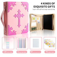 Funda para Biblia para Mujer, Bolsa de Cuero para Biblia con Separadores, Marcadores, Bolígrafos, Estuche Grande con Asa para Transportar Libros, Regalos Cristianos