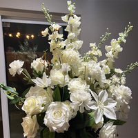 Décoration de mariage personnalisée, bouquet de fleurs au sol de 50 cm à 90 cm, fleurs de gypsophile blanc ivoire au toucher réel, rangée de roses blanches pour allée de mariage