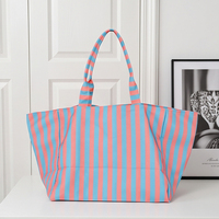Sac fourre-tout en toile rayée tendance, à ouverture supérieure, multi-usages, avec de jolies poignées, idéal pour les loisirs, les vacances et le transport quotidien