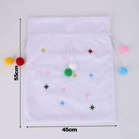 Weihnachtsgeschenk-Sack Rot-Weiß Samt Kordelzug Pompon Weihnachtsmann-Sack Große Geschenktasche Sternenmuster für Feiertagsgeschenke