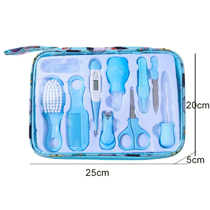 Outils de toilettage pour bébé nouveau-né ensemble de manucure soins de santé pour bébé ensemble d'outils de brosse à cheveux pour ongles 10 pièces kit de toilettage pour bébé