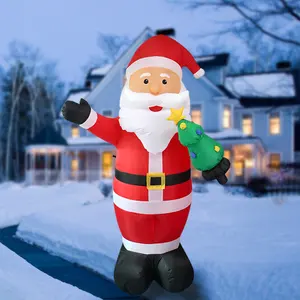 8FT noel şişme bahçe süslemeleri tebrik Santa şişme noel Yard bahçe led ışıkları ile aralık