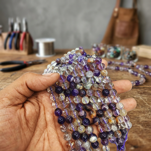 Pierres précieuses de première qualité en gros, cristaux naturels SUPER SEVEN, perles sphériques faites à la main, MEDLODY STONE, Feng Shui, mode - Product Image 2