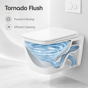 Nouvelle conception de kit de toilette Tornado blanc avec siège à fermeture douce et bidet de toilette, toilette murale minimaliste - Product Image 3