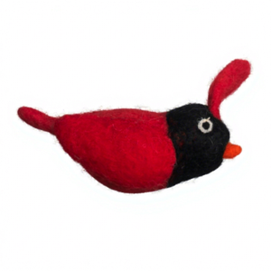 Art de pépinière en laine feutrée oiseau rouge marron couleur naturelle ornement de noël petit cadeau personnalisé en feutre oiseaux décor fait à la main - Product Image 1