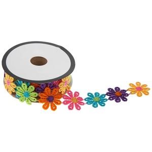 Floral Embroidered Double Face <b>Ribbon</b> 1-1/2 in Pink Green Eco-Friendly Fabric Craft Trim for DIY Decoration & Gift Packaging - Product Image 6