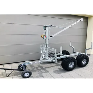 OEM ODM utility farm trailer 4 wheels wood ATV log trailer with crane grapple